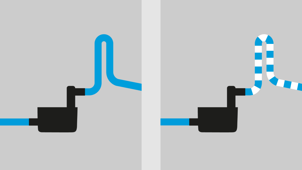 Graphique comparant un poste de relevage en fonctionnement continu et un autre en fonctionnement intermittent.