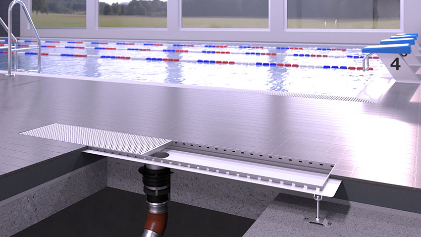 Caniveau en acier inoxydable pour les piscines