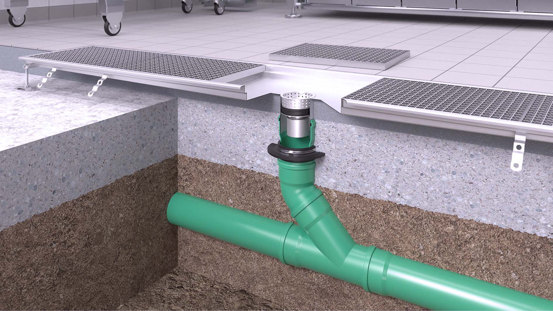 Schéma d'installation : raccordement direct à la canalisation enterrée