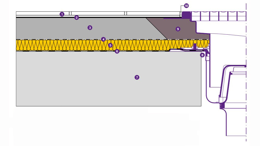 Structure caniveau en acier inoxydable avec bride à coller 15 mm pour carrelage
