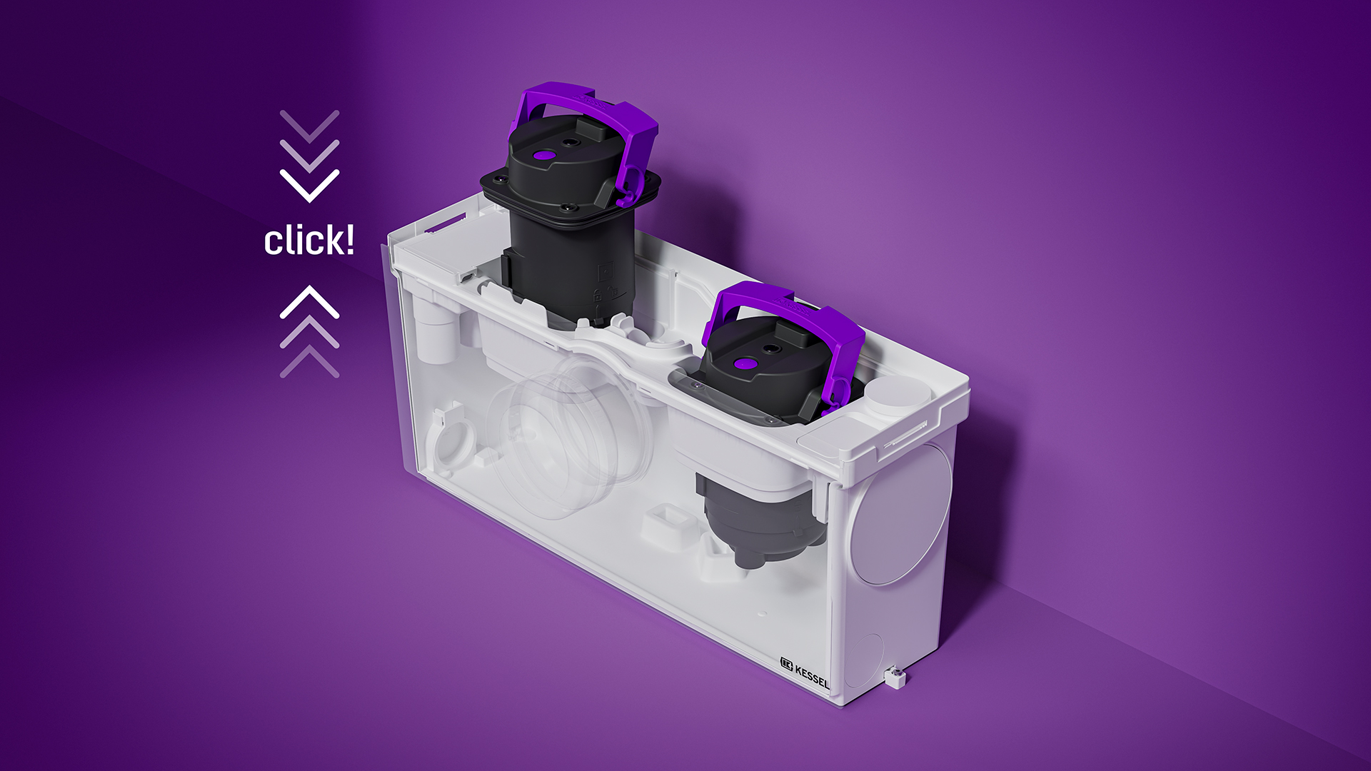 Une pompe est installée dans un poste de relevage et est verrouillée d'un simple clic, sans outil.