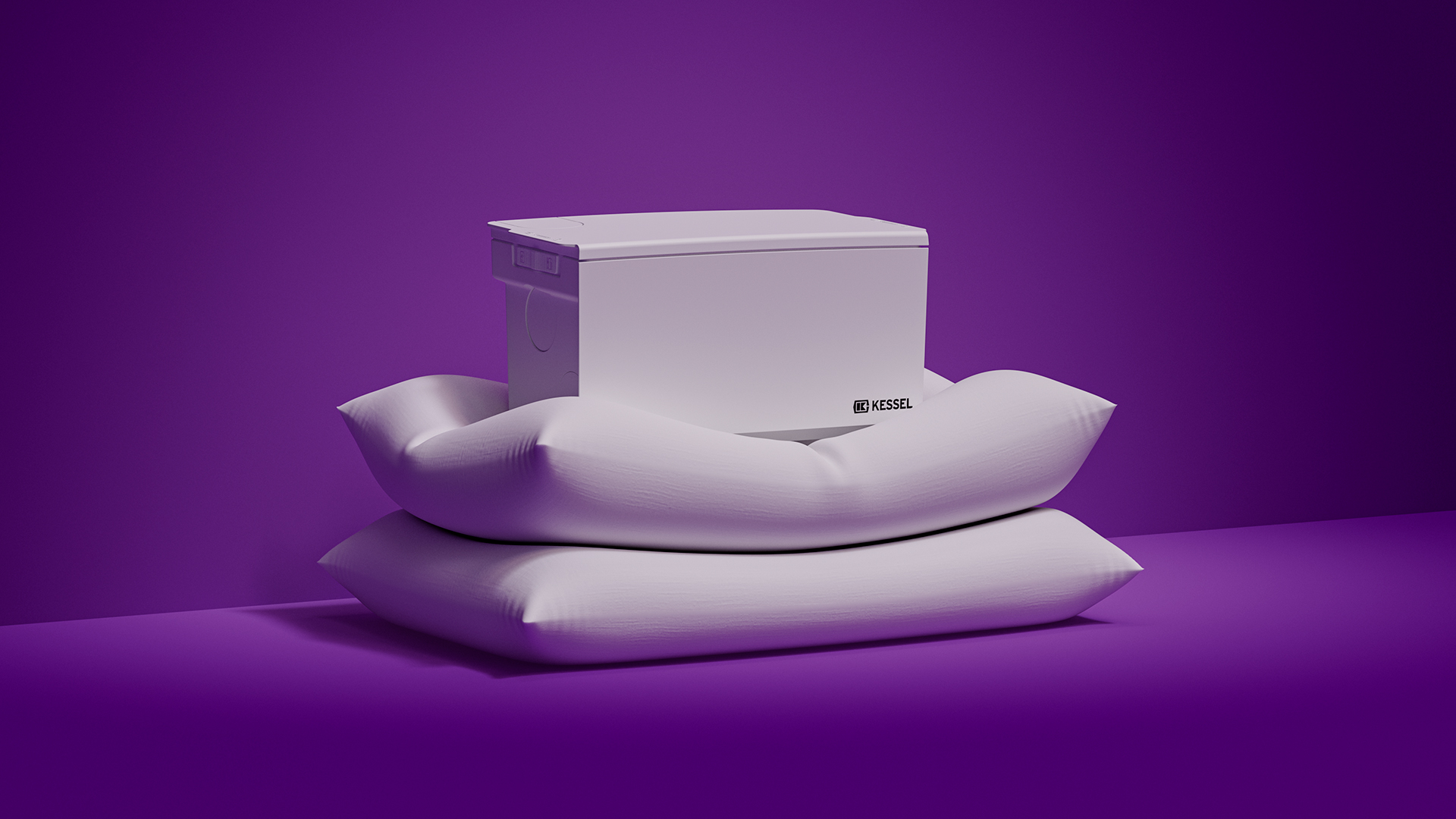 Fonctionnement très silencieux Petit poste de relevage Minilift posé sur deux coussins.