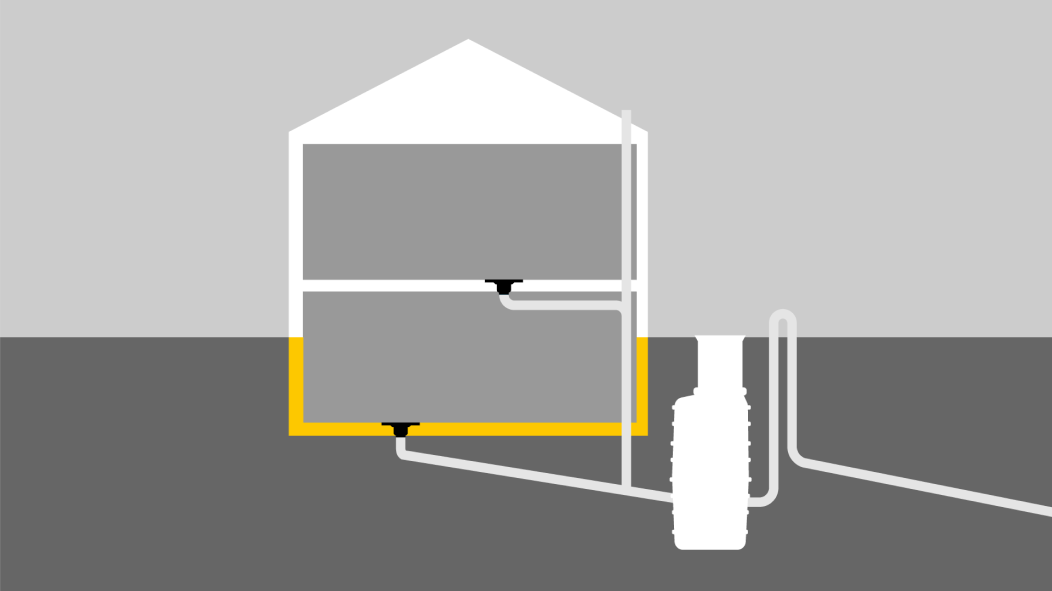 Croquis : étanchéité de l'installation d'étanchéité (cuve blanche)