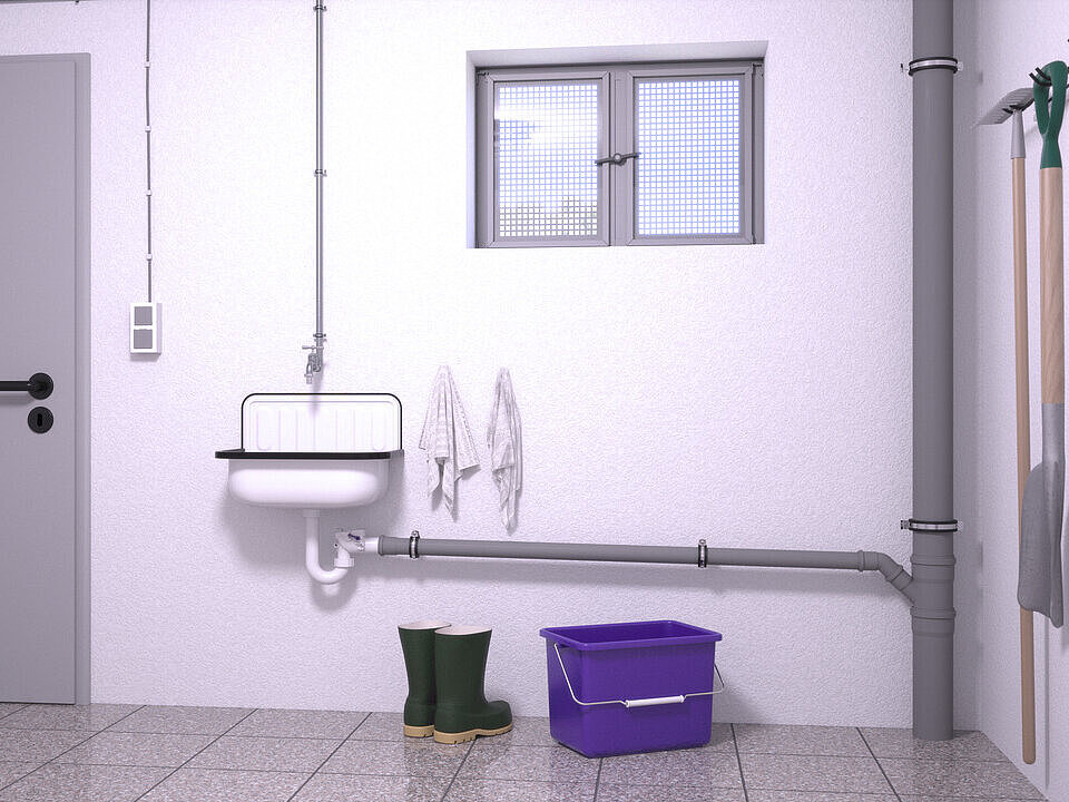 Exemple de montage du clapet antiretour Staufix Siphon DN 50