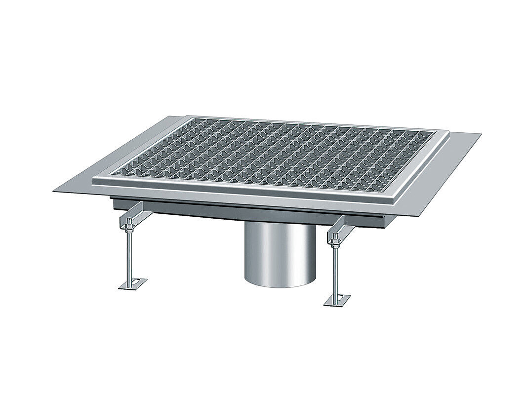 Caniveaux en acier inoxydable avec bride à coller, pouvant également être équipés d’ouvertures d’infiltration