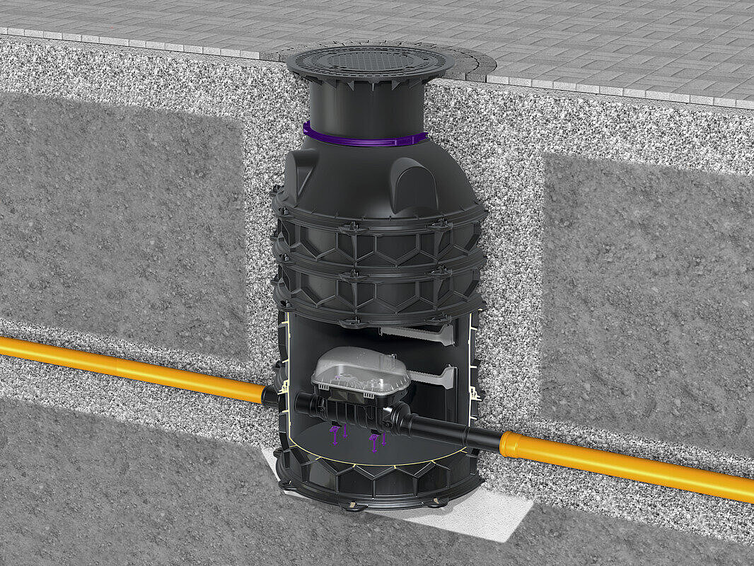 Schéma de montage du module pompe de regard avec clapet antiretour avec Controlfix et module rehausse LW 1000