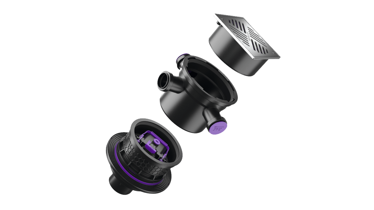 Siphon de cave avec rallonge de rehausse et rehausse Siphon de cave avec rallonge de rehausse et rehausse