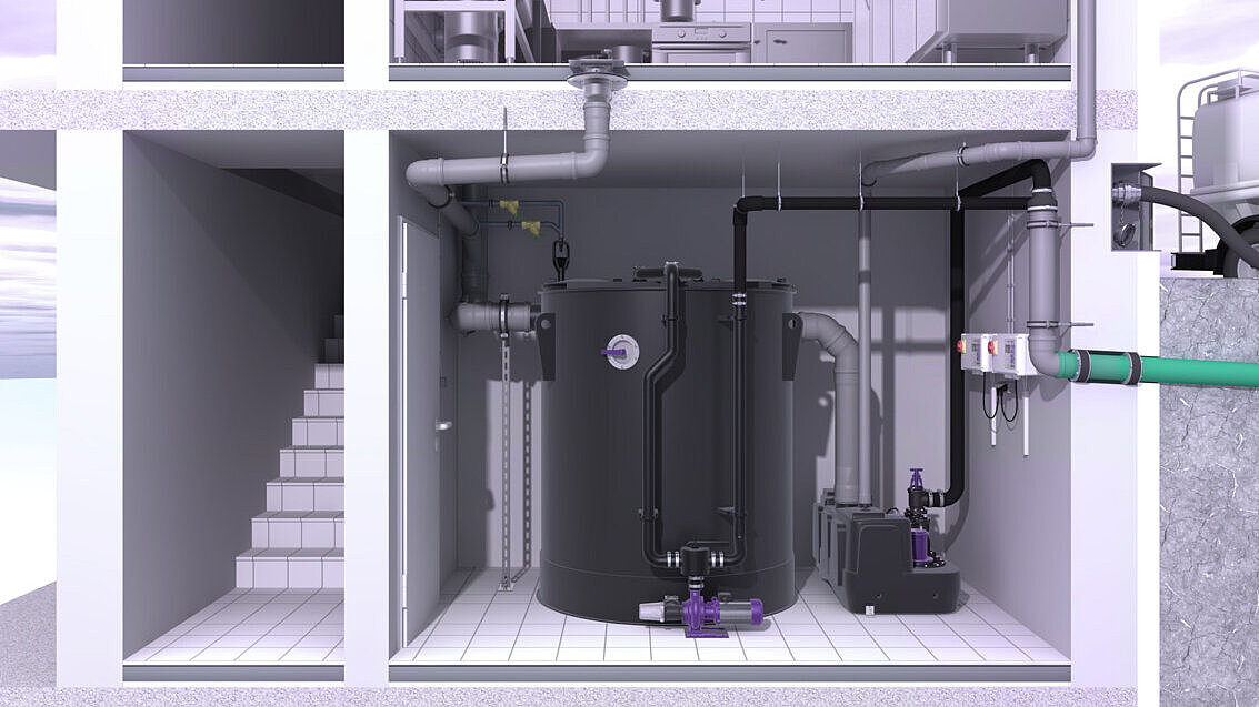 Proposition d'installation du séparateur à graisses EasyClean free round