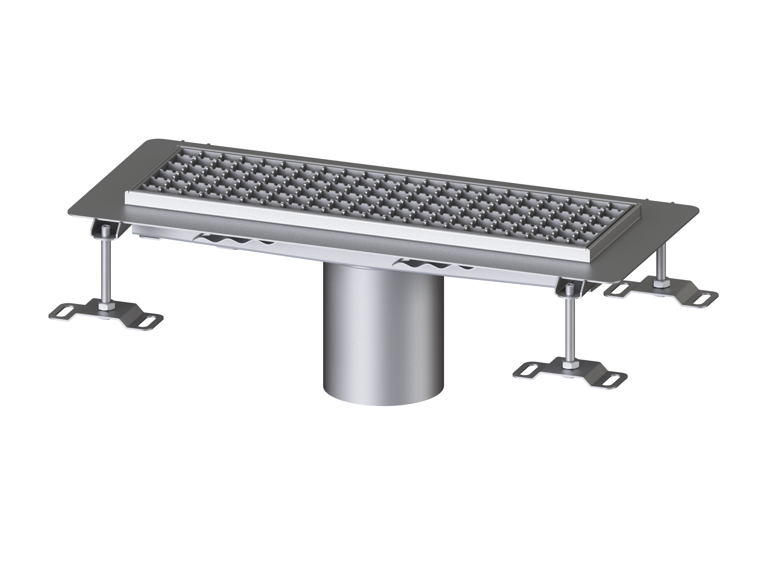 Caniveaux en acier inoxydable avec bride à coller, pouvant également être équipés d’ouvertures d’infiltration