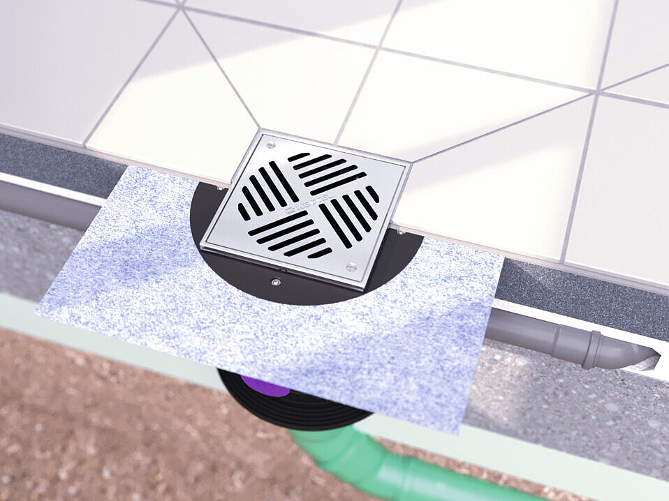 Siphon de cave avec grille en acier inoxydable et étanchéité de liaison