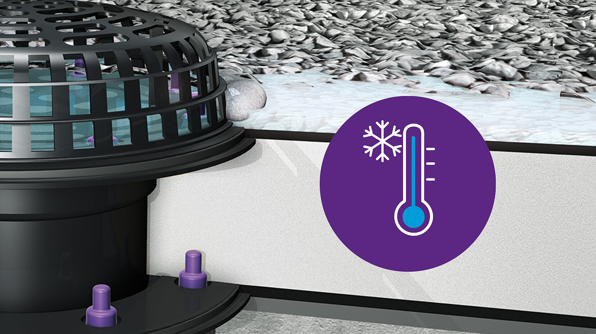 Chauffage possible dans le siphon de toit plat Ecoguss Chauffage possible dans le siphon de toit plat Ecoguss