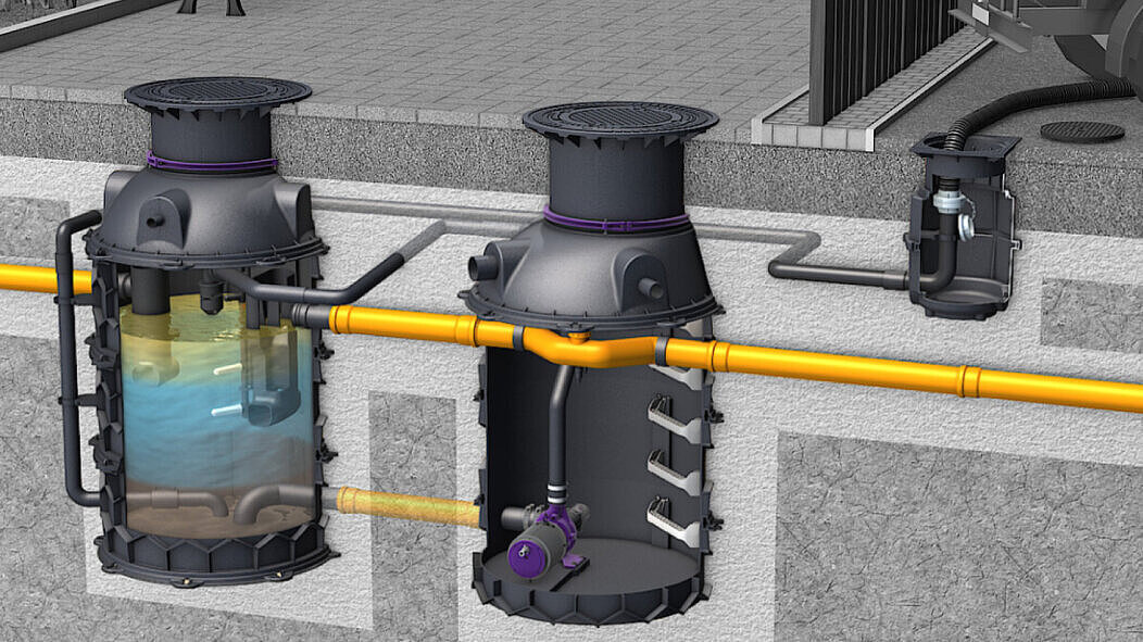 Proposition d'installation du séparateur à graisses EasyClean ground enterré