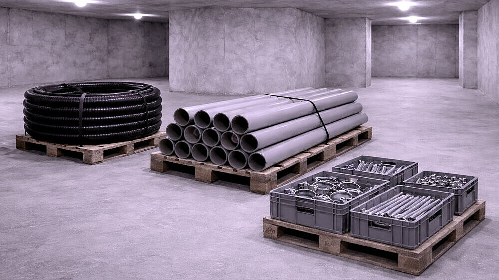 Présentation respectueuse des ressources Représentation schématique d'une cave avec différents matériaux de montage.